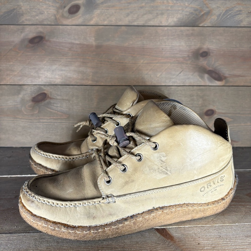 vintage orvis mens size 11 shoes brown leather chukka gumsole boots